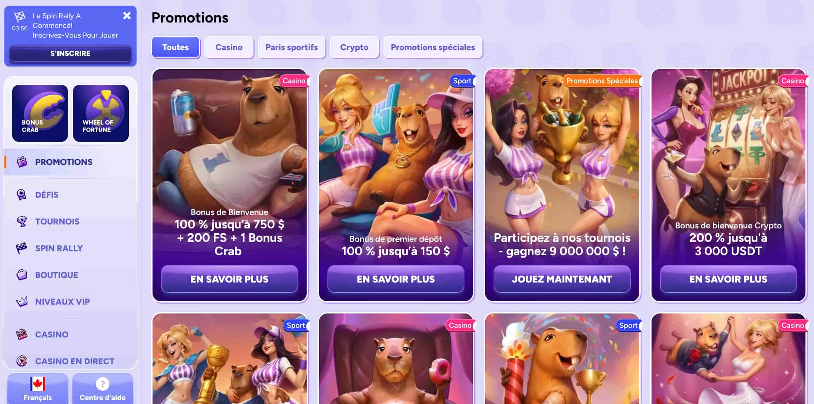 Cr&eacute;ation de Compte SpinBara Casino