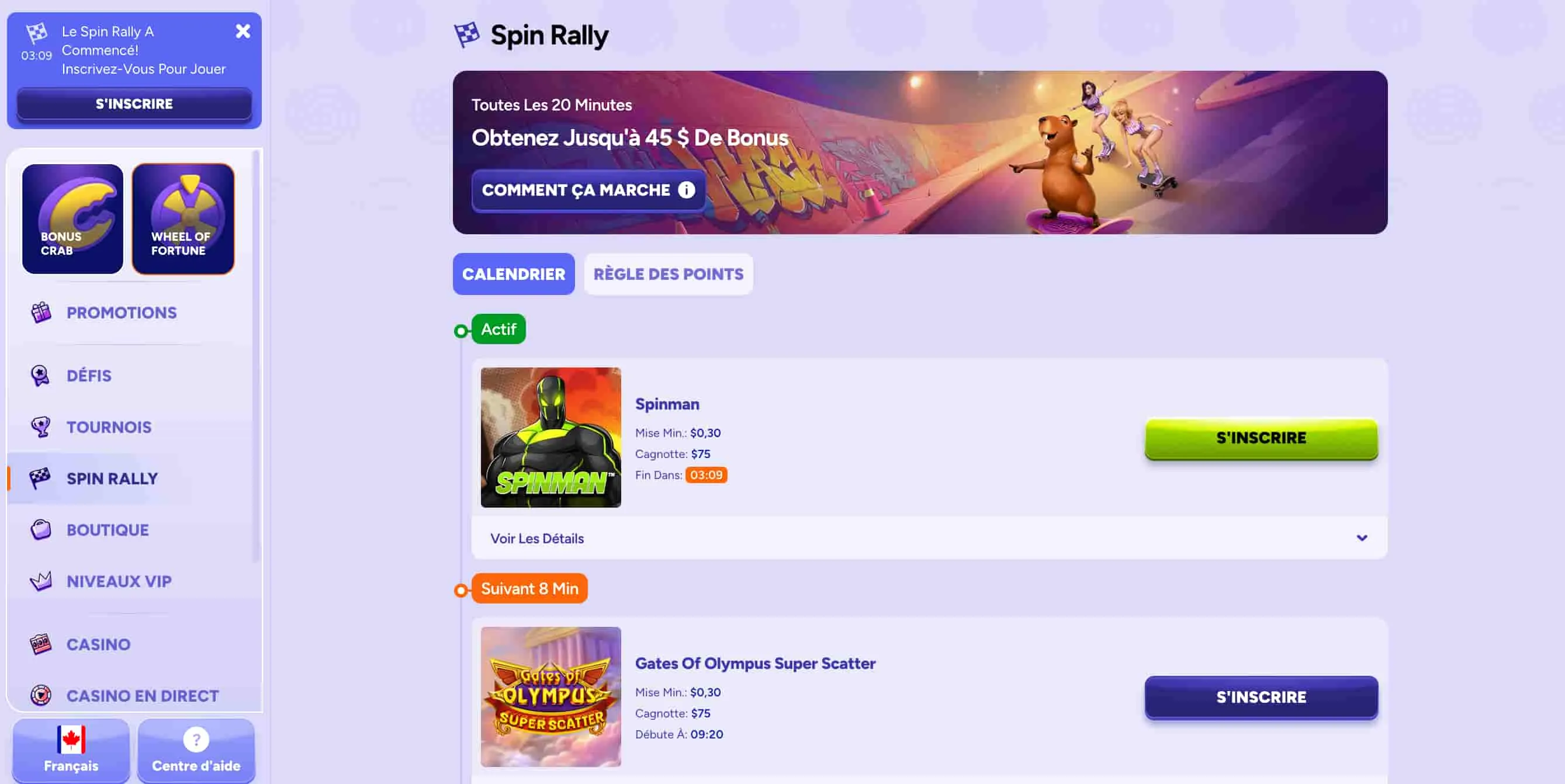 Acc&egrave;s Mobile SpinBara Casino