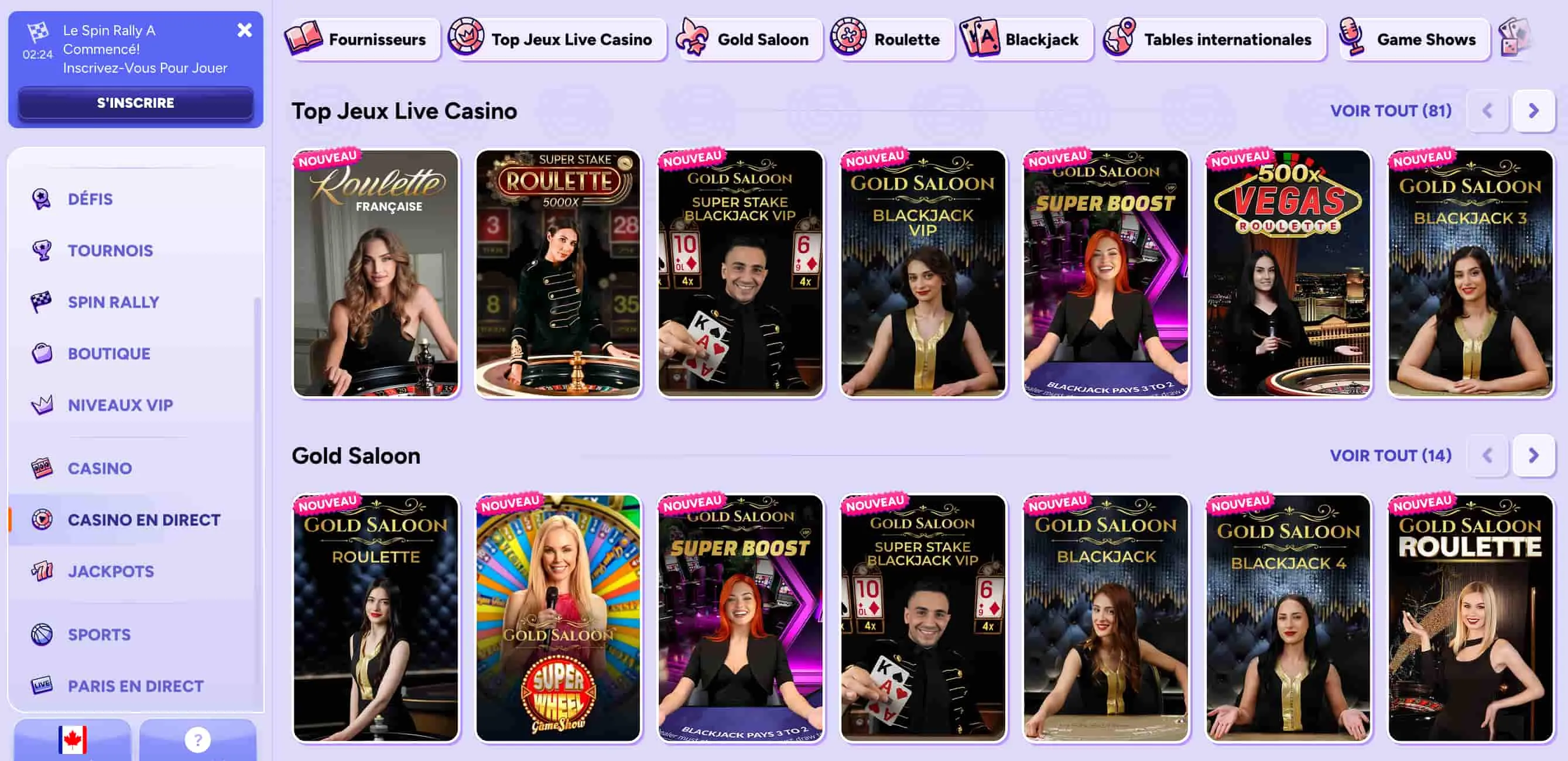 Offre de Jeux SpinBara Casino